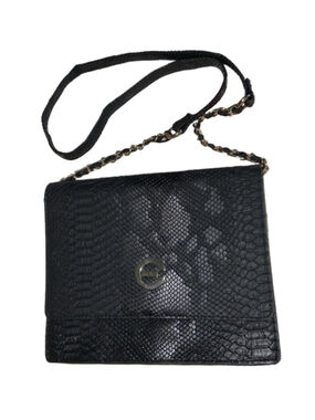 Elizabeth Grant Black Snake Print Crossbody Bag One Size
